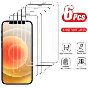 TEMU 아이폰 17/17 Pro/17 Air에 적합한 6개의 고화질 강화 유리 액정 보호 필름, 17 Pro Max/16E/16 Pro용 풀 커버, 16 Pro Max/ Pro/14/14 Plus/13/13 Pro Max/12/12 Pro/11 Pro Max/Xs 포함 휴대폰 보호