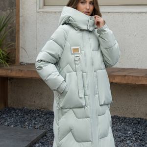 TEMU 여성용 패딩 코트, 롱 스타일 아우터웨어, 패셔너블한 신상 겨울 도착, 따뜻한 캐주얼 두꺼운 패딩 자켓