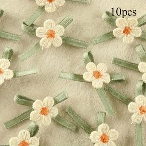 TEMU 수제 새틴 리본 꽃 보우 10개 세트 - 의류 장식, 드레스 수선, 헤어 장식 및 공예 프로젝트용 패브릭 아플리케. 크리스마스, 할로윈, 축제, 생일 선물, 스타일리시한 아이템으로 적합, 'The I Turned Pretty'