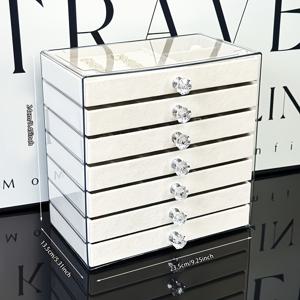 TEMU 7단 업그레이드 대형 보석 상자, 보석 보관함, 보석 진열대, 데스크탑 수납 용품, 대용량 보관 캐비닛, 목걸이, 반지, 귀걸이 및 팔찌 보석 정리함