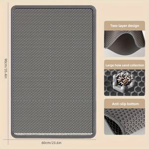 TEMU 초대형 이중층 고양이 모래 패드, 물튀김 및 누수 방지 EVA 소재, 고양이 모래 튀김 방지, 미끄럼 방지, 세탁 가능, 청소 쉬움, 고양이 화장실에 매우 적합, 애완동물 잔해 보호, 세탁 가능한 고양이 패드, 내구성 있는 고양이 패드