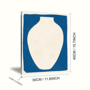 TEMU 1개 모던 블루 화병 벽걸이 아트 - 캔버스 프레임 프린트, 블루 화병 꽃병, 거실, 침실, 사무실용 실내 장식 - 스칸디나비아 스타일 중립 팔레트
