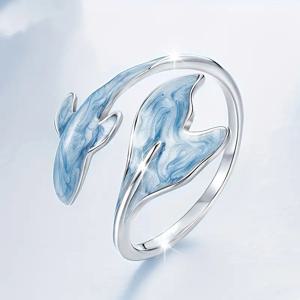 TEMU 꿈의 봉제새 물고기 디자인과 바다 테마의 고래 모티프가 장식된 여성용 오픈 링입니다. 가을과 겨울 시즌에 착용하기에 완벽하며 친구에게 선물하기 좋은 아이템이며 파티, 데일리 출퇴근, 뮤직 페스티벌에 적합합니다.