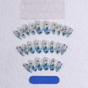 TEMU 24개 세트 가을 겨울용 소형 꽃 워터풀 네일아트, 프레스온 네일, 작은 흰색 꽃 디자인 플로럴 네일아트, 탈부착 가능한 인조네일, 여성용