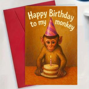 TEMU 파티 모자에 앉아 있는 귀여운 원숭이를 그린 유머러스한 생일 카드입니다. 친구와 사랑하는 사람들의 생일을 축하하는 데 이상적입니다. 이 독특한 동물 테마 인사말 카드에는 봉투가 함께 제공됩니다.