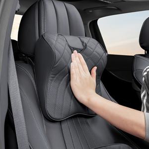 TEMU Maybach 디자인 차량용 헤드레스트 및 인조 가죽 커버가 있는 목 베개 - 인체공학적 목 지지, 통기성 및 탈착 가능, 운전 및 홈 오피스 사용에 적합, 다양한 색상으로 제공, 스타일리시한 차량 내 편안함 추가