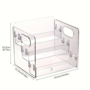 TEMU 데스크탑 수납 상자, 다층 책장, 그림책 진열대, 투명 아크릴 정리 선반 (레이어형 칸막이 포함), 안정성 향상 및 기울임 방지 기능의 리즈드 패널 디자인