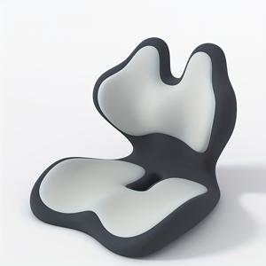 TEMU 지지력 있는 인체공학적 등받이 & 좌석 쿠션 - 자동차, 사무실, 가정용 의자용 L자형 통기성 미끄럼 방지 쿠션 - 다크 그레이 (화이트 커버) - 하부 등 자세 다용도