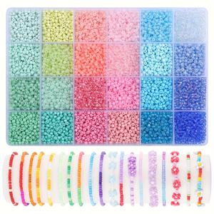 TEMU 3mm 유리 시드 비즈/주얼리 제작 키트 4000개, 24가지 생생한 색상, 공예 및 주얼리 제작에 적합, 원형 비즈, 수제 선물로 이상적, 초보자 및 숙련된 공예가에게 완벽, 캐주얼 스타일