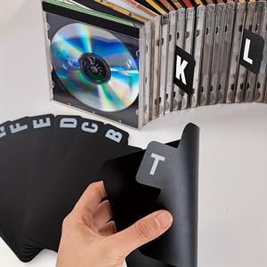 TEMU A-Z 알파벳 선반 칸막이 26개 1세트 - 책, 레코드, 선반 시스템용 흑백 질감 분류 라벨. 두껍고 튼튼하며 재사용 가능, 쉬운 정리용. 음악 앨범, 사무용품, 책장, DJ 장비에 적합. 견고하고 오래가는 디자인, 쉽게 접근 가능하고 공간 절약형 수납 액세서리