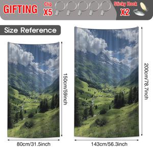 TEMU 산谷 패턴의 쉬폰 커튼 1개입, 반투명, 거실 및 침실 장식에 적합. 이 자연스러운 스타일의 예술은 집 장식을 매력적으로 바꾸며 문과 발코니에 완벽하며 빛을 필터링합니다.