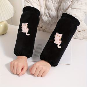 TEMU 귀여운 만화 롱 오염 방지 및 먼지 방지 소매 커버, 가을/겨울용, 성인 및 학생용, 다운 재킷용, 직장, 집, 가사, 사무실용, 옷을 먼지로부터 보호, 자수 팔토시