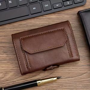 TEMU 다양한 카드 슬롯이 있는 브랜드 뉴 레트로 PU 동전 지갑, 3단 스냅 클로저 카드 홀더, 젖은 천으로 간편하게 세척 가능, 동전을 위한 별도의 포켓이 포함되어 휴대용 지갑 및 카드 홀더로 사용할 수 있습니다.