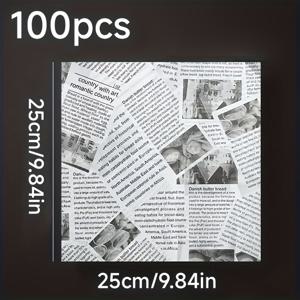 TEMU 8.66인치 9.84인치 100매 흰색과 검은색 영문 그리스프루프 종이, 피크닉, 축제, 장터 또는 바비큐에 적합, 햄버거용 트레이, 바구니 또는 기타 기름진 음식 포장용 패스트푸드 바구니 라이너 종이