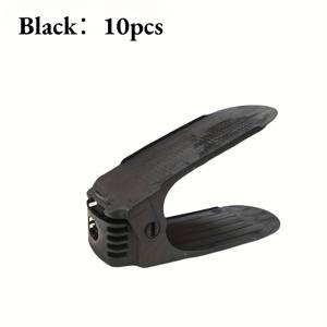 TEMU 10개 조절 가능한 플라스틱 신발 정리대 - 현관, 복도, 거실을 위한 공간 절약형 정리함 - 간편한 조립, 퇴색 방지, 파란색 포인트가 있는 흰색, 신발 수납 솔루션 | 모던 신발 정리대 | 튼튼한 플라스틱 선반, 신발 정리함