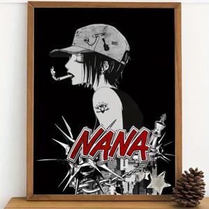 TEMU 1개 나나 만화 애니메이션 페인팅 키트 - 나나 로고 & 캐릭터 포함, 팝 아트 DIY 풀 라운드 비즈, 성인 및 초보자를 위한 완벽한 공예, 만화 벽 장식 (프레임 미포함)