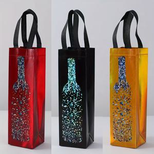 TEMU 3개 세트 재사용 가능한 부직포 와인 선물 가방, 멀티컬러 혼합 와인 & 주류 선물 파우치, 싱글 병 레드 와인, 화이트 와인, 크리스마스 파티 & 휴일 선물 장식에 완벽