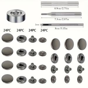 TEMU 24세트 15mm 스냅 패스너 도구 키트 - 금속 스냅 패스너, 가죽 펀칭 도구 및 고정 액세서리 포함. 이 스냅 패스너 키트는 가방, 청바지, 의류, 패브릭 및 다양한 용도에 적합합니다