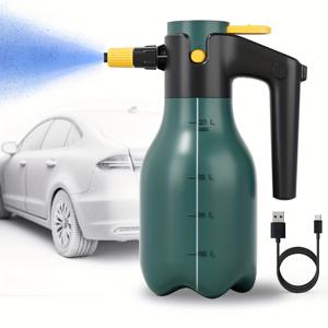 TEMU 전동 폼 스프레이어 1개, 휴대용 세차 도구 및 다기능 청소용품, USB 충전 기능 포함, 2리터 고압 분무기, 가정, 정원, 자동차 디테일링 및 청소용