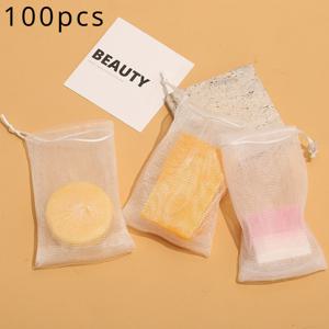 TEMU 100개 3.5*5.9인치 각질 제거 메쉬 비누 가방 폼 이중층 비누 보호 가방 끈 잡이 가방, 결혼 선물, 크리스마스, 추수감사절에 적합, 가족과 친구를 위한 완벽한 선물