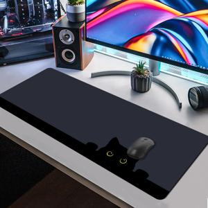 TEMU 1개 확장형 게이밍 마우스 패드 및 PC 데스크탑 키보드 매트 - 다크 귀여운 고양이 패턴 - 학습 책상용 노트북 보호 매트 - 내구성 있는 미끄럼 방지 베이스, 고화질 인쇄, 다양한 사이즈 (XL XXL) 제공 - 가정용으로 적합