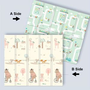TEMU 접이식 아기 기ση매트, 양면 프린팅 폼 바닥 매트, XPE 소재, 휴대용 실내/실외 어린이 활동 매트, 미끄럼 방지 표면, 침실, 거실용