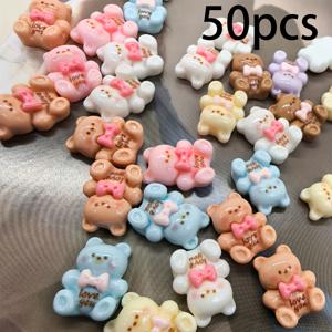 TEMU 재미있는 미니 곰 모양 수지 액세서리 50개, 장식용 구슬, 구슬 및 구슬 모음, 핑크, 브라운, 옐로우, 곰 DIY 액세서리, 장식용 사진 액자, 휴대폰 제작, 창의력 발휘, 핸드메이드 DIY, 귀여운 곰 장식품, 환상적인 장식품, 수지 장식품, 수공예품 재료, 미니 참, 수공예품 애호가, 연인용