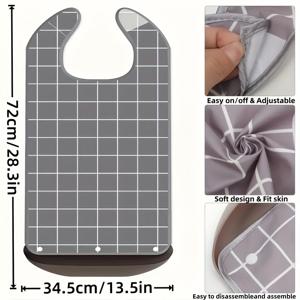 TEMU 성인용 식사 턱받이 옷보호대 탈착식 부스러기 포집기 여성 남성용 턱받이