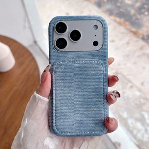 TEMU 휴대폰 케이스 - 레트로 타이 다이 다이브 데님 청바지 천 카드 홀더 슬롯 휴대폰 케이스, 아이폰 17 Promax 17Pro 17 16 15 14 13 12 Pro Max Plus 호환, 소프트 충격 방지 TPU 백 커버