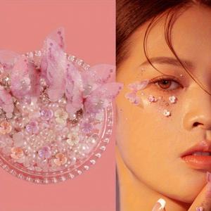 TEMU 나비 진주 라인스톤 페이스 스티커 - 반짝이는 별무리 패턴의 무대 메이크업 장식, 크리스마스, 파티 및 음악 행사에 적합 - 눈부신 한 번의 효과를 위한 혼합 색상, 초자연적인 테마, 광택 표면