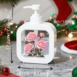 TEMU 핸드 펌프가 있는 창의적인 홈 욕실 디스펜서 - 핑크 장미 부케, 우아하게 핀대, 로맨틱한 분위기 연출, 욕실 및 주방, 세면대에 적합 - 비누, 손세정기, 샤워 젤 등에 이상적 - 혁신적인 로션 병