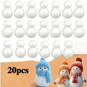 TEMU 10/20개 DIY 폼 눈사람 만들기 키트 - 개의 흰색 폼 볼 - 크리스마스, 겨울 창문, 집, 파티 장식용 수제 3D 눈사람 - 재사용 가능, 쉬운 조립, 내구성 & 가벼움, 모든 날씨에 안전, 접착제/전기 필요 없음 - 교육적인 공예 활동 & 성인용, 표정과 포즈가 있는 축제 장식 세트, 크리스마스 공예, 크리스마스 장식
