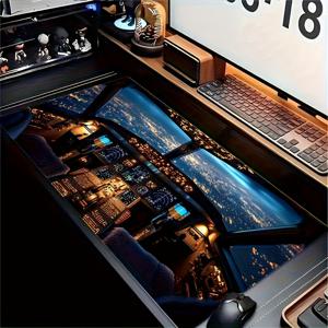 TEMU 1 엑스트라 라지 게이밍 마우스 패드 데스크 매트 - 비행기 조종석 디자인의 미끄럼 방지 고무 베이스, 밤하늘/비행 데크 대시보드 - PC 컴퓨터 액세서리, 홈 오피스용 - 게이머 및 항공 애호가를 위한 테마 선물