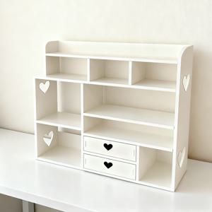 TEMU 2026 신형 업그레이드 하트형 데스크탑 정리함 | 다층 높은 선반 책장, 사무실 & 화장대용 공간절약 필수품 | 책, 화장품, 문구류 보관 솔루션, 쉬운 조립 내구성 디자인 | 11가지 기념일에 딱 맞는 선물 아이디어, 홈오피스 필수 아이템