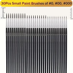 TEMU 30개 세트 미세 디테일 페인트 브러쉬 - #0, #00, #000 소형 미니어처 브러쉬 - 나일론 털, 수채화, 유화, 모델 제작, 미니어처, 공예용 - 전문가용 및 취미용 브러쉬 키트