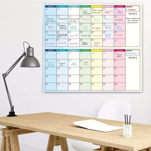 TEMU 2개월 쓰기 가능한 벽걸이 캘린더 | 25.6×25.2인치 날짜 없음 월간 화이트보드 플래너 | 재사용 가능한 스케줄 계획 보드, 일요일부터 시작 | 격자와 노트 영역이 있는 넓은 쓰기 공간 | 마커 2개 및 양면 테이프 포함 | Suita