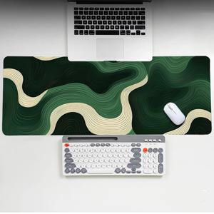 TEMU 그린 웨이브 디자인 대형 마우스 패드, 미끄럼 방지 고무 데스크 매트, 직사각형 키보드 패드, 사무실 및 게이밍용, 내구성 강한 천연 고무, 남자친구/여자친구를 위한 이상적인 선물 - 35.4x15.7 인치