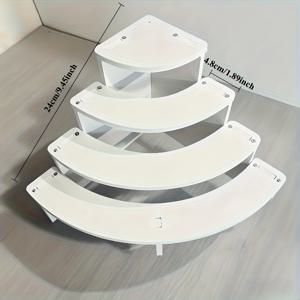 TEMU 1개 데스크탑 피규어 인형 계단식 진열대 - 화이트 PVC 향수 립스틱 진열대 - 삼각형 곡선형 다기능 수납 선반 - 벽 모서리 선반 - 내구성 있는 소재 디자인 - 휴일 선물 - 가정 수납 및 쇼핑몰용 이상적인 선택