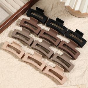 TEMU 12개 세트 심플 패션 여성용 소형 헤어클립, 매트 프로스티드 귀여운 사각 홀로우 하프업 포니테일 그리퍼 바레트 - 다용도 데일리 캐주얼 웨어 휴가 액세서리, 디자인, 가벼운 클립, 멀티팩 헤어핀, 그녀를 위한 선물