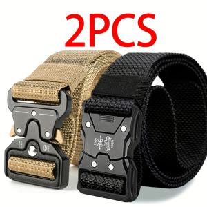 TEMU 남성용 퀵 릴리스 잠금 버클 시스템 벨트 2개 (작동 불필요), 캠핑, 사용에 적합 - 드레스 벨트, 청바지 및 캐주얼 바지 호환 - 생존 및 EDC에 적합, 8가지 색상 제공