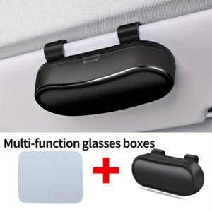 TEMU 차량용 햇빛 가리개 안경 보관함 (안경 천 2개 포함), 다기능 및 창의적인 디자인, 안경 보관에 적합. 내구성이 뛰어나고 튼튼한 여행 필수품으로 차량에 이상적입니다.