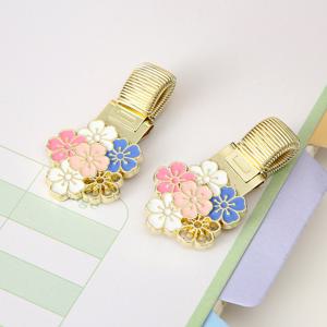 TEMU 1개 꽃펜루프 - 플로럴 디자인, 귀여운 장식 스타일, 골든 펜클립, 다이어리, 노트북, 플래너, 학생, 오피스용, 귀여운 리본 디자인 문구류 액세서리