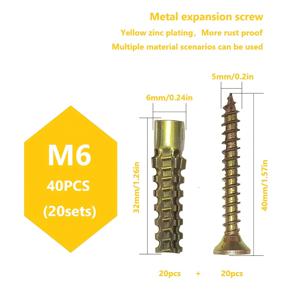 TEMU 고강도 금속 셀프 태핑 확장 너트 나사 40개 세트, 무타공 건식 벽체용 확장 볼트, 벽걸이형 무거운 물건용 고리, 액자/TV 브라켓 고정용으로 이상적