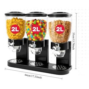 TEMU 블랙 카운터탑 곡물 디스펜서, 6리터 주방 보관 용기 (곡물, 스낵 보관 상자), 팬트리 및 주방 정리용, 오트밀, 견과류, 그라놀라, 사탕, 쌀, 강아지 밥, 새 모이 등 보관 가능