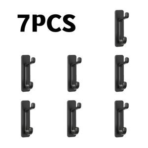 TEMU 7팩 헤비듀티 접착식 벽걸이 후크 - 드릴 필요 없음, 블랙 플라스틱 벽걸이 행거, 욕실, 주방, 샤워실용 - 타월, 코트, 모자, 지갑 걸이 - 홈 스토리지 정리