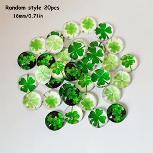 TEMU 2D 평면, 20개 카보숑 - 평면 뒷면 행운의 보석, 주얼리 제작, 성 패트릭의 날 공예, DIY 펜던트, 키체인, 폰케이스 장식용 - 젬블렌스 (카보숑 스타일)