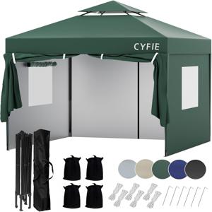 TEMU 3×3m 원터치 접이식 캐노피 천막｜UV차단·방수·통기벤트·사이드 시트4장·4–6인용