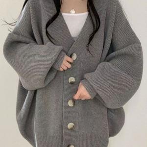 TEMU 여성 루즈핏 캐주얼 기본 니트 가디건 봄/가을/겨울 입기 좋은 가디건 스웨터