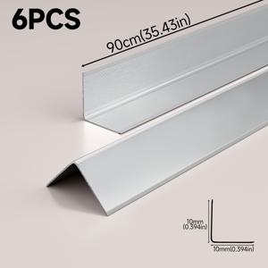 TEMU 6개 90cm L자형 알루미늄 합금 모서리 가드, 10mm X 10mm 초슬림 얇은 엣지 트림 - 벽 몰딩 및 트림, 벽 모서리, 계단, 문틀, 바닥 가장자리용 모서리 보호, 주방, 욕실, 사무실, 모던 홈 데코, 메탈 마감, 5가지 색상