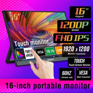 TEMU ANMITE 16인치 휴대용 컴퓨터 터치 모니터 16:10, 1920 LED 디스플레이, USB Type-C, 60Hz 주사율, 무광 표면, SRGB 색상 공간, Freesync, Xbox, PS4/5, Switch, 노트북, 테이블 거치대용 게이밍 확장 스크린, 배터리 미포함